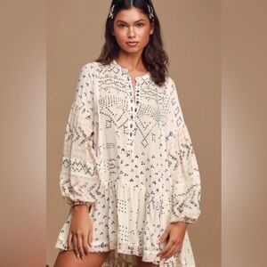 Free People Shibori Print Tunic Mini Dress in Small